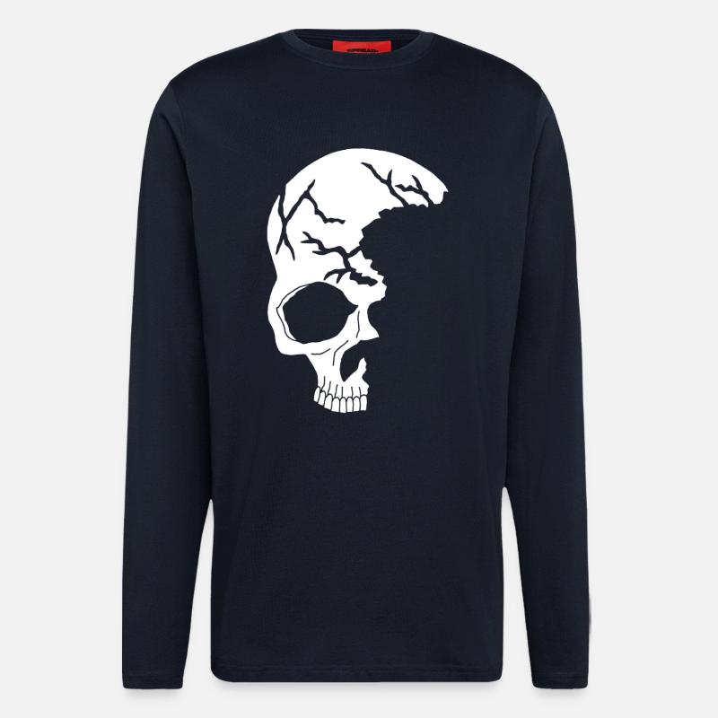 white half skull - Longsleeve - made by SPREAD  - DARK NAVY