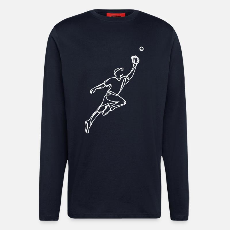 Dessin d’un joueur de baseball - Manches longues bio décontracté fabriqué en UE - DARK NAVY