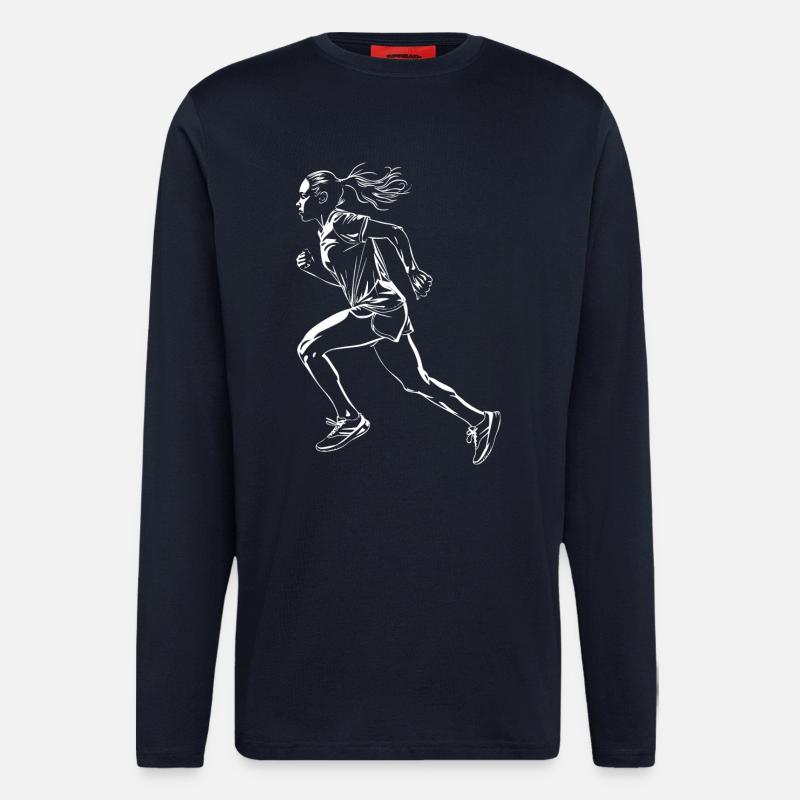 Läuferin Skizze - Langarmshirt - made by SPREAD  - DARK NAVY