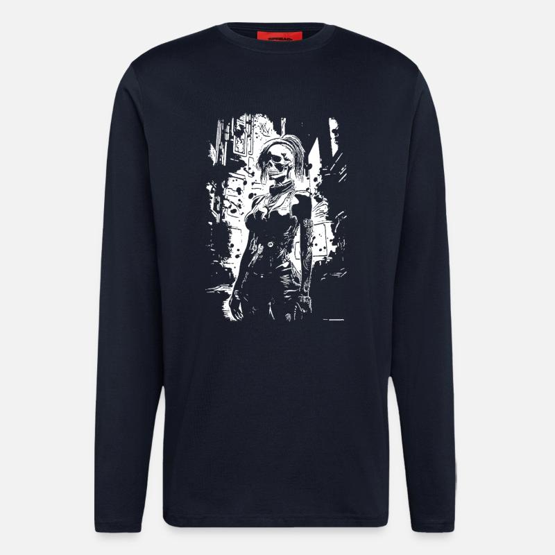 Skull Face Urbanheld - Langarmshirt - made by SPREAD - DARK NAVY