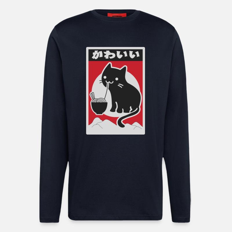 Neko schwarze Liebe Ramen - Langarmshirt - made by SPREAD  - DARK NAVY