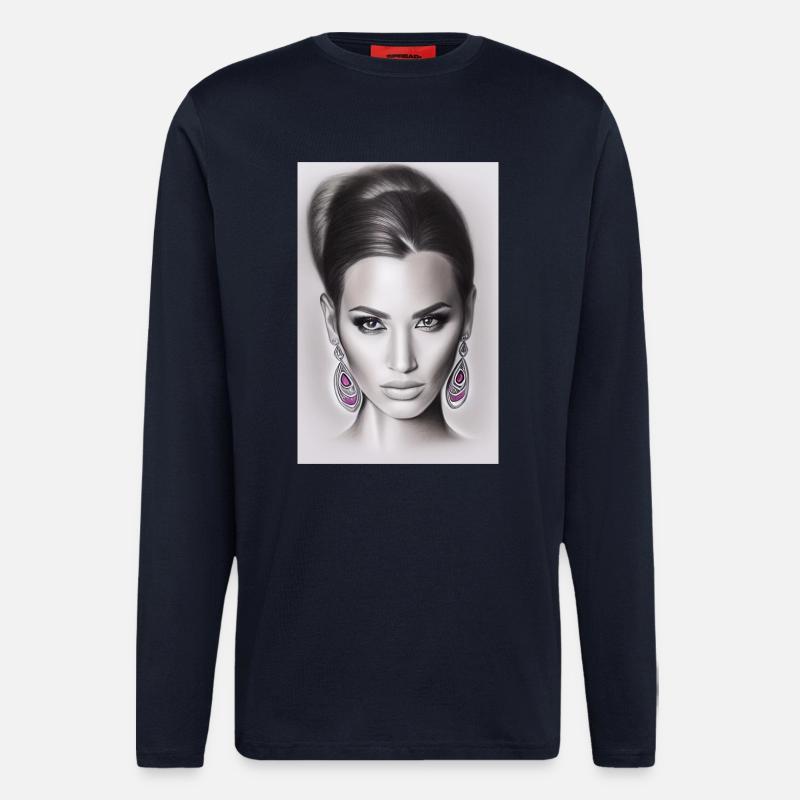Frau mit Ohrring - Langarmshirt - made by SPREAD - DARK NAVY