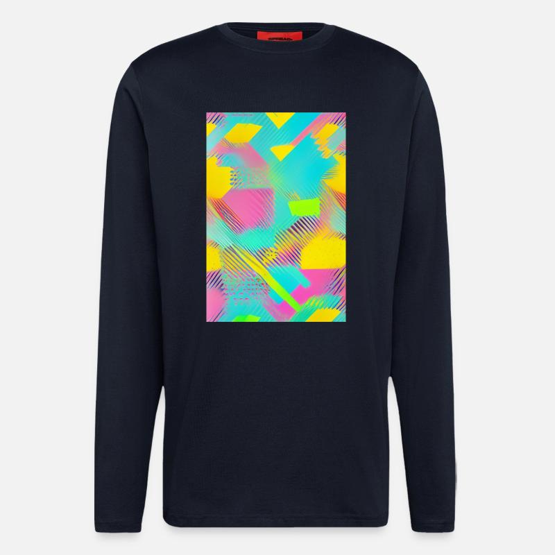 Retro Muster Bunt - Langarmshirt - made by SPREAD  - DARK NAVY