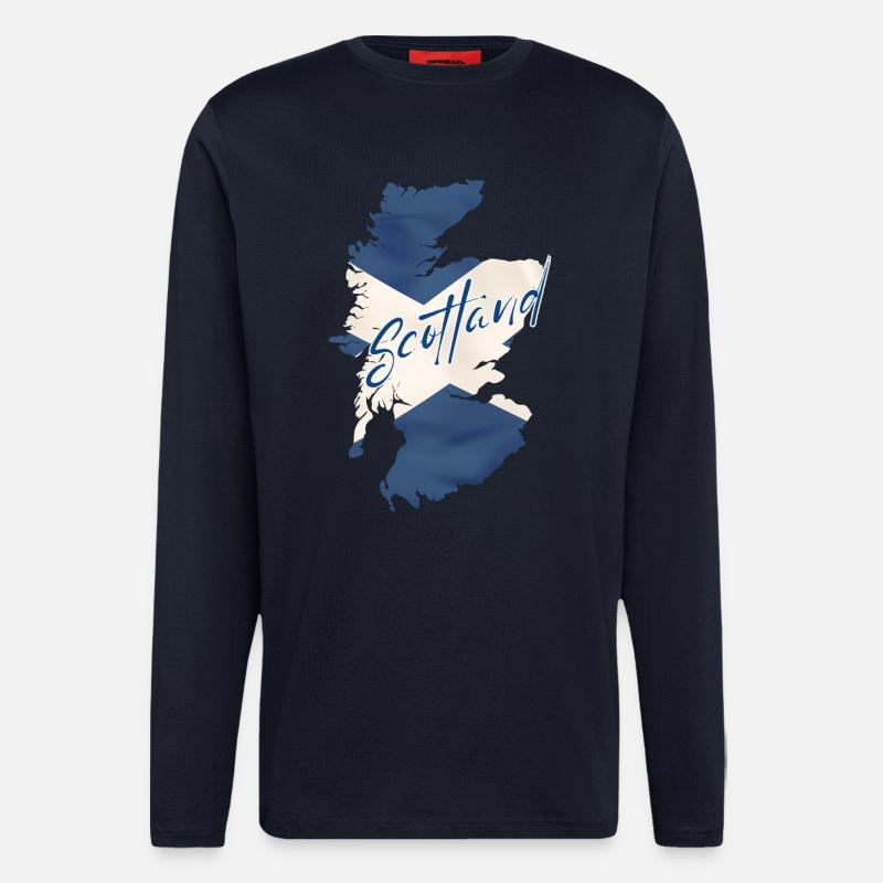 Drapeau de l’Ecosse, fierté écossaise - Manches longues bio décontracté fabriqué en UE - DARK NAVY