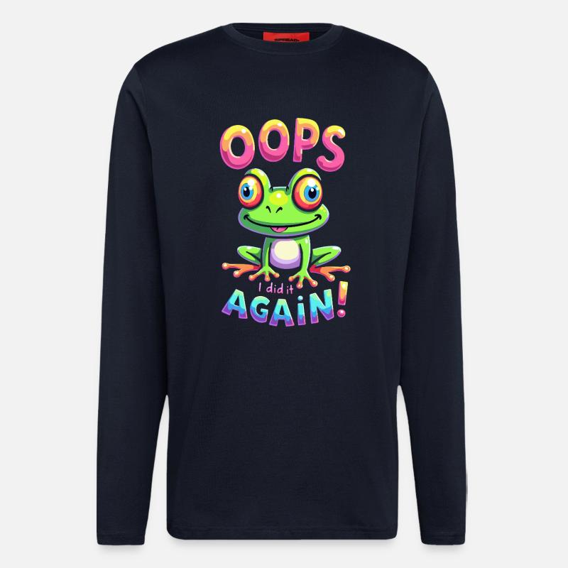 Bunter Frosch mit optimistischer Botschaft - Langarmshirt - made by SPREAD  - DARK NAVY