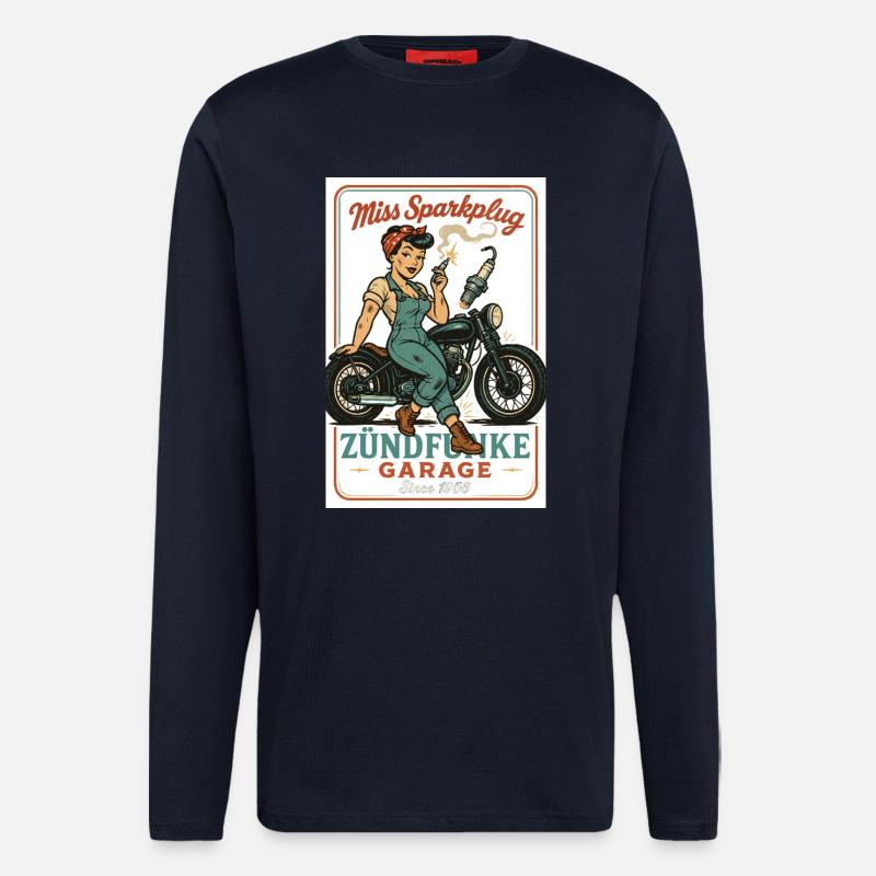 Miss Sparkplug – Zündfunke Garage Queen - Manches longues bio décontracté fabriqué en UE - DARK NAVY