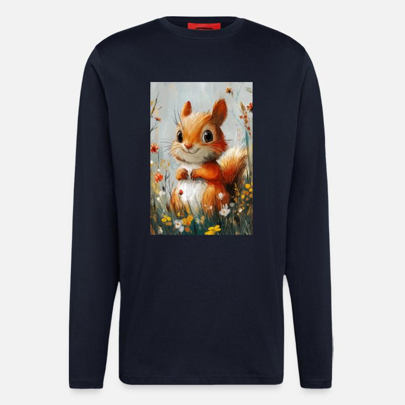 Illustration eines Eichhörnchens - Langarmshirt - made by SPREAD  - DARK NAVY