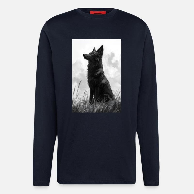 Illustration eines Wolfes - Langarmshirt - made by SPREAD  - DARK NAVY