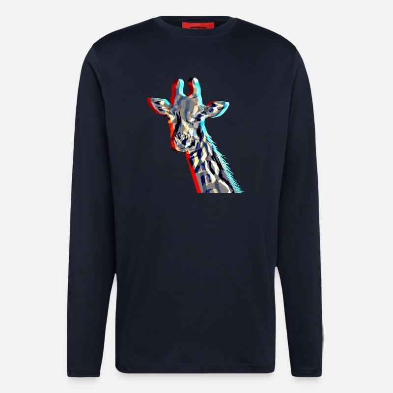 Giraffe with 3D-Effect - Langarmshirt - made by SPREAD  - DARK NAVY