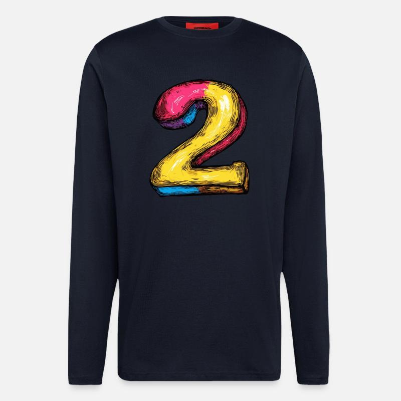 2 Zahl Comic - Langarmshirt - made by SPREAD  - DARK NAVY
