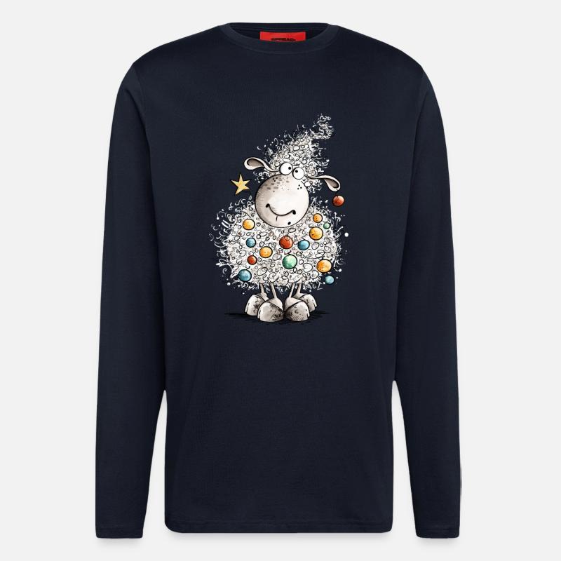 Fleece Navidad Schaf Weihnachten  - Langarmshirt - made by SPREAD  - DARK NAVY