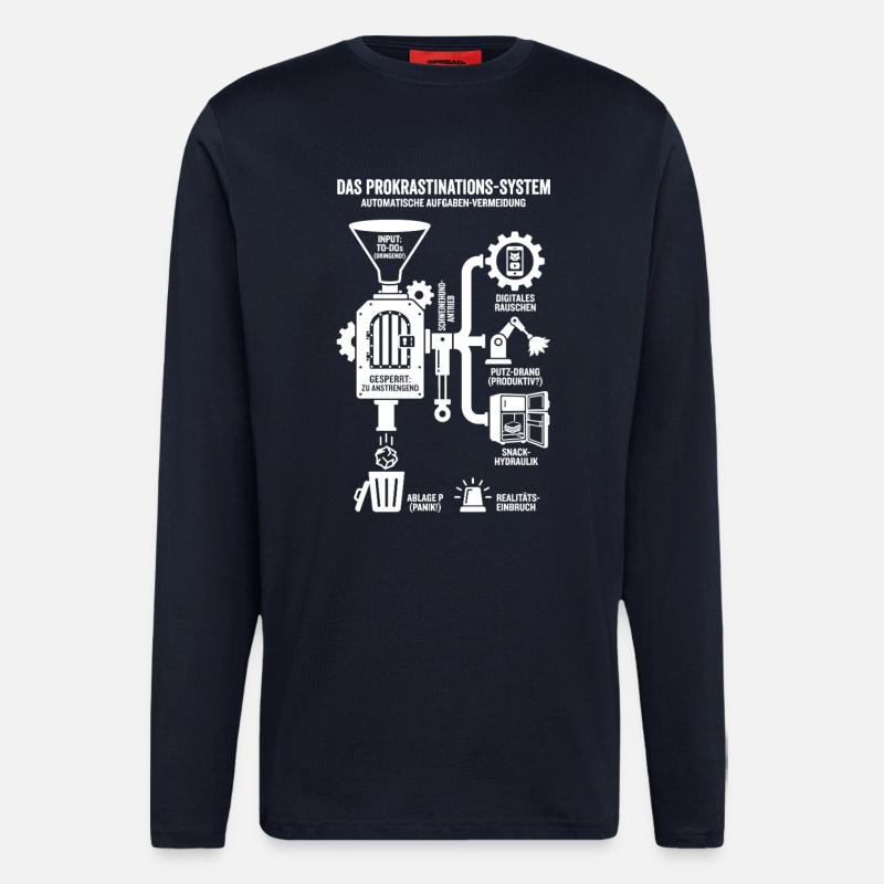 Procrastination System Funny Infographic - Longsleeve - made by SPREAD - DARK NAVY