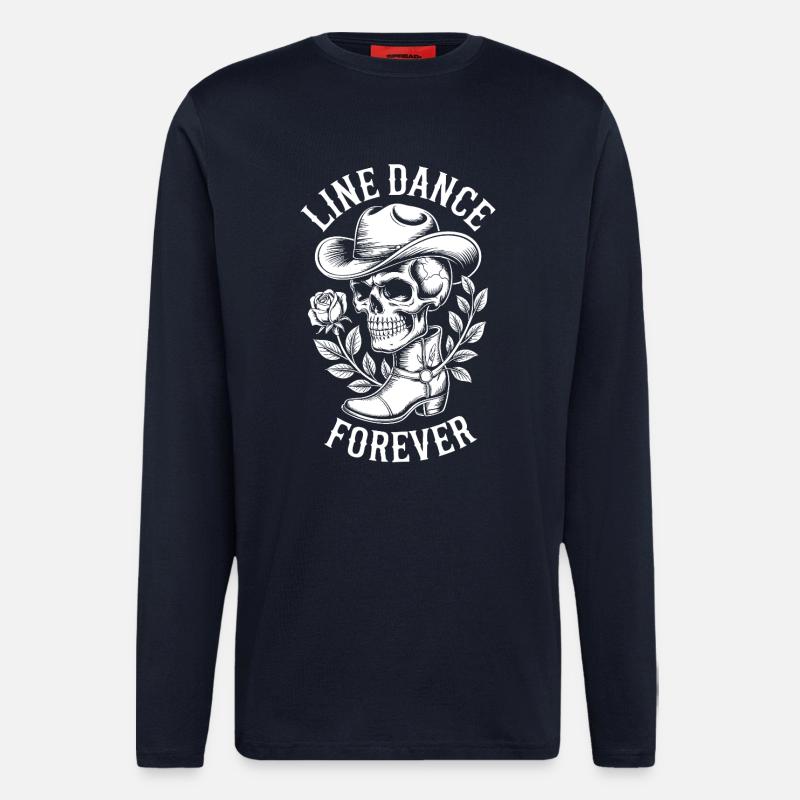 Line Dance Forever Schädel Western - Langarmshirt - made by SPREAD  - DARK NAVY