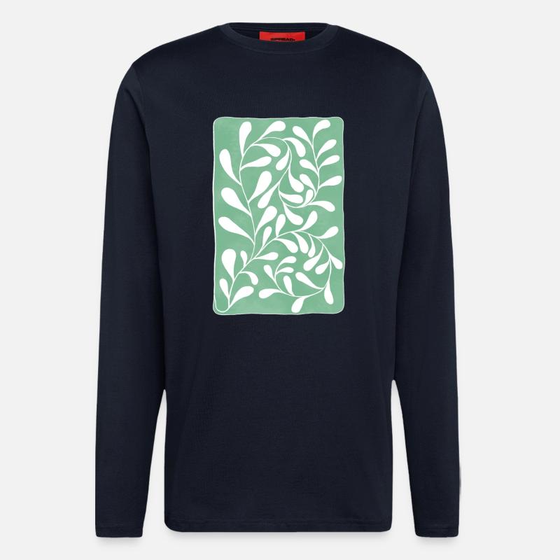 Feuilles d’eucalyptus - Manches longues bio décontracté fabriqué en UE - DARK NAVY
