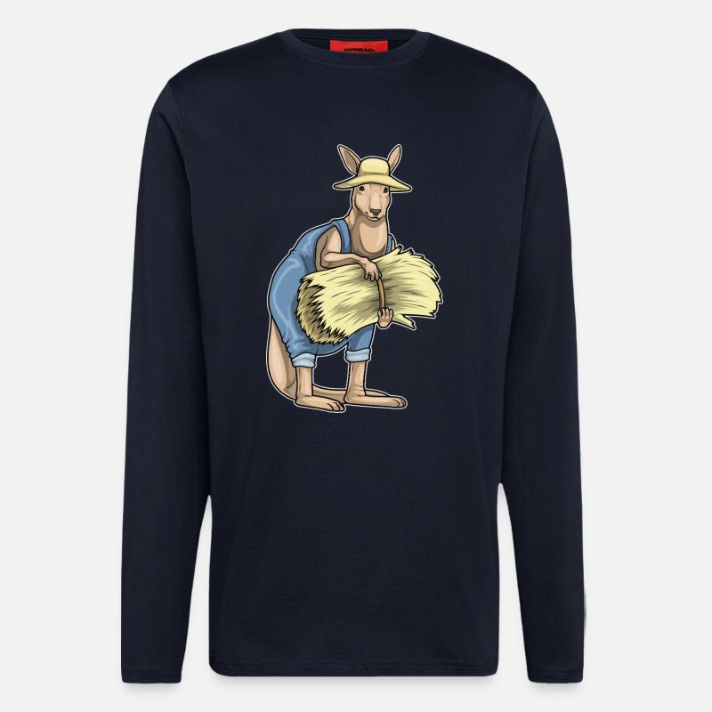 Paille Kangaroo Farmer - Manches longues bio décontracté fabriqué en UE - DARK NAVY
