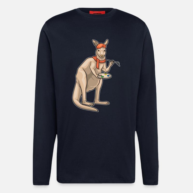 Kangaroo Painter Brush Painting - Longsleeve - made by SPREAD - DARK NAVY