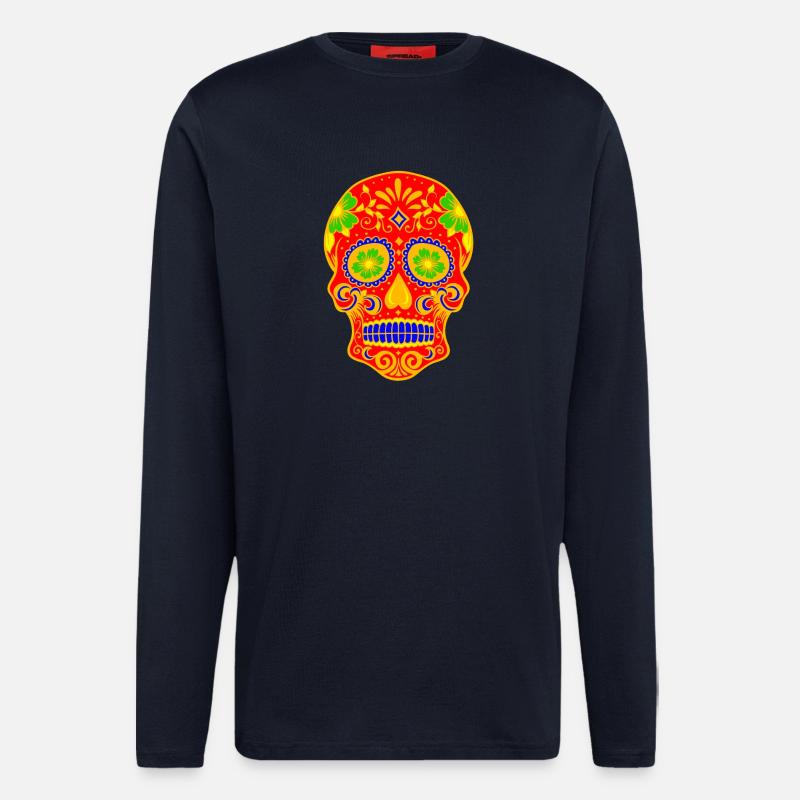 Alte Schädel-Kunst-Entwurf - Langarmshirt - made by SPREAD  - DARK NAVY