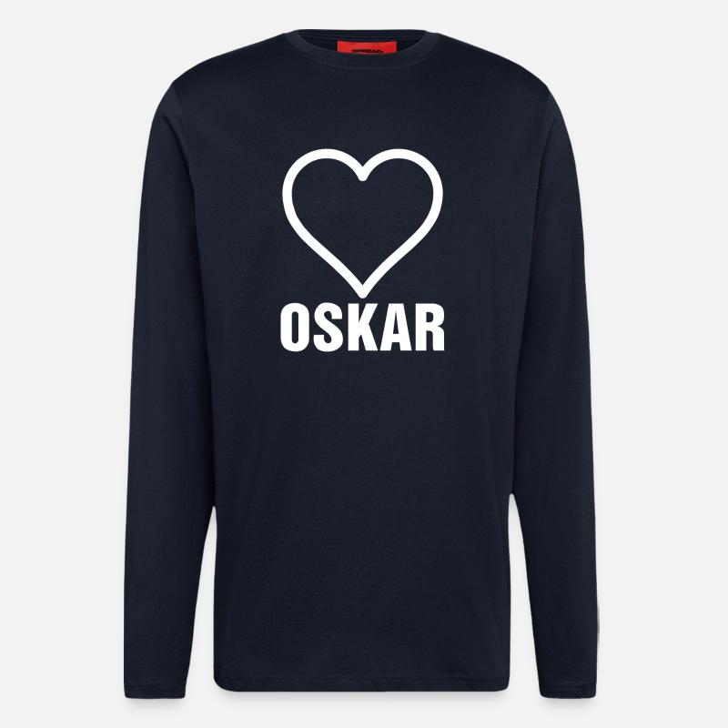 Oskar heart cool gift - Longsleeve - made by SPREAD - DARK NAVY