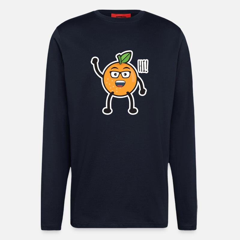 Salutation orange - Manches longues bio décontracté fabriqué en UE - DARK NAVY