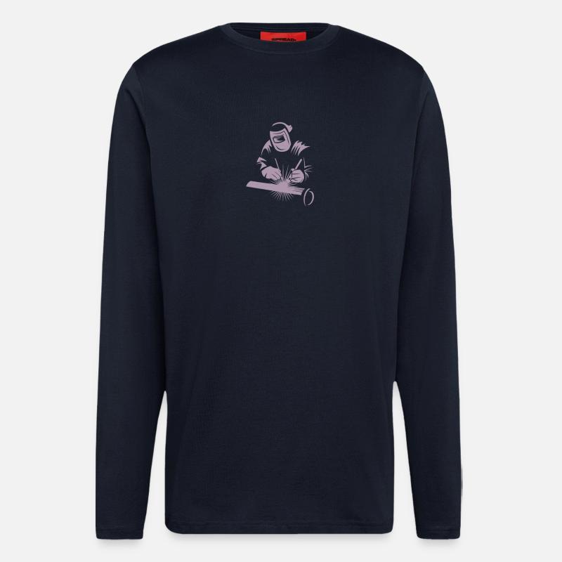 Soudage de conception de soudeur - Manches longues bio décontracté fabriqué en UE - DARK NAVY