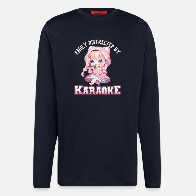 Easily distracted by Karaoke - Langarmshirt - made by SPREAD  - DARK NAVY