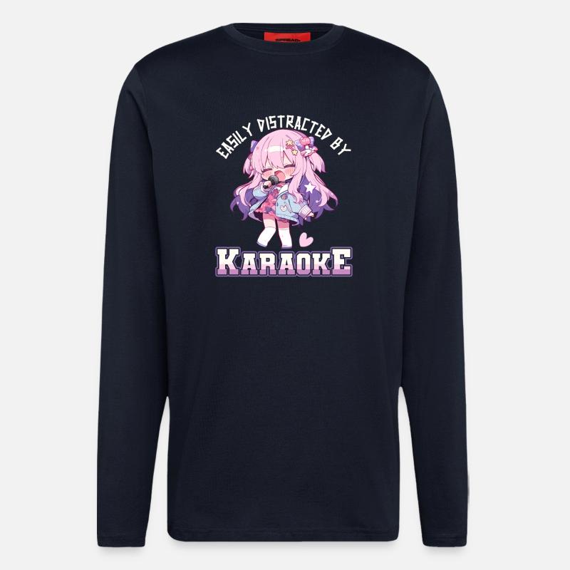 Easily distracted by Karaoke - Langarmshirt - made by SPREAD  - DARK NAVY