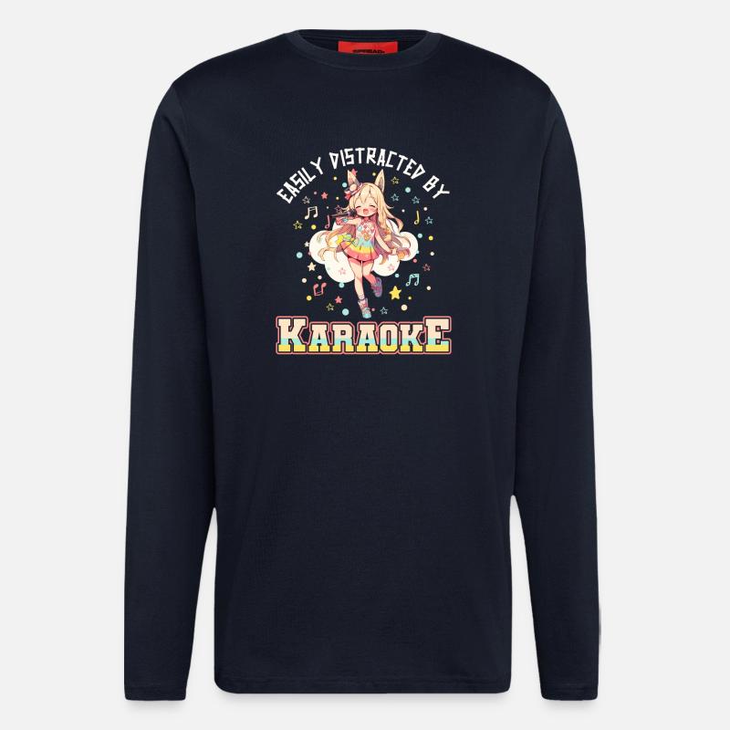Easily distracted by Karaoke - Langarmshirt - made by SPREAD  - DARK NAVY