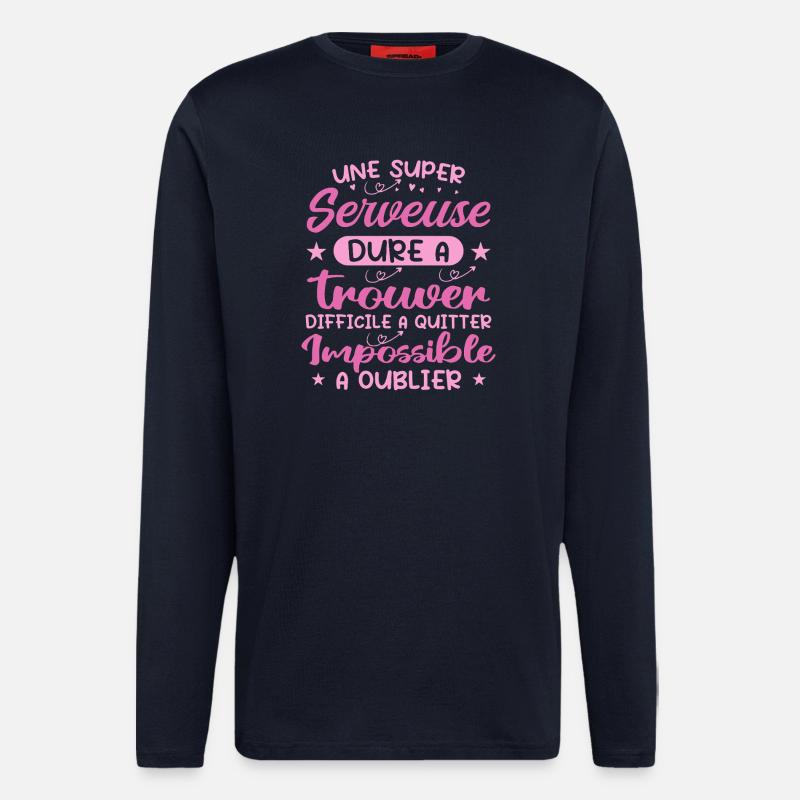 Une Super Serveuse - Cadeau serveuse - Manches longues bio décontracté fabriqué en UE - DARK NAVY