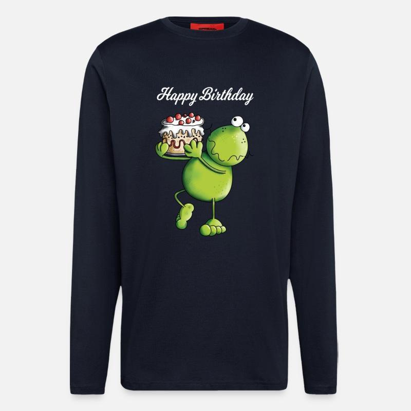 Birthday Frog - Cartoon - Comic - Longsleeve - made by SPREAD  - DARK NAVY
