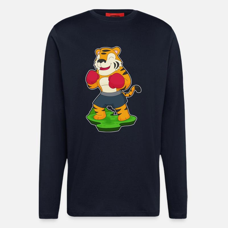 Tiger Boxer Boxhandschuhe Boxen - Langarmshirt - made by SPREAD  - DARK NAVY