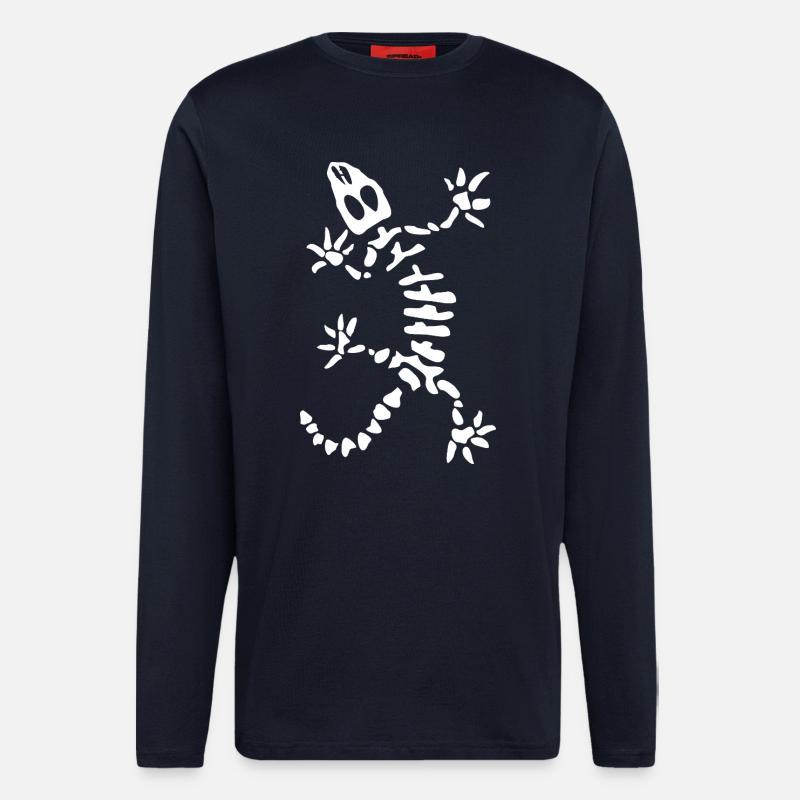 Gecko Skeleton: Lizard, Reptile & Bones - Longsleeve - made by SPREAD - DARK NAVY
