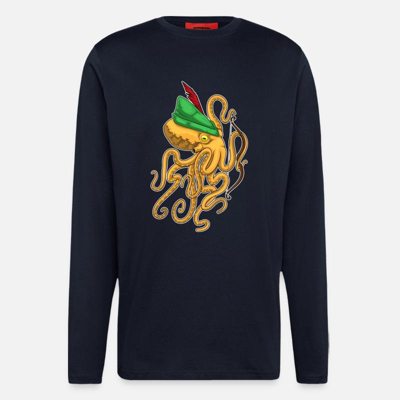 Krake Bogenschütze Bogen - Langarmshirt - made by SPREAD - DARK NAVY