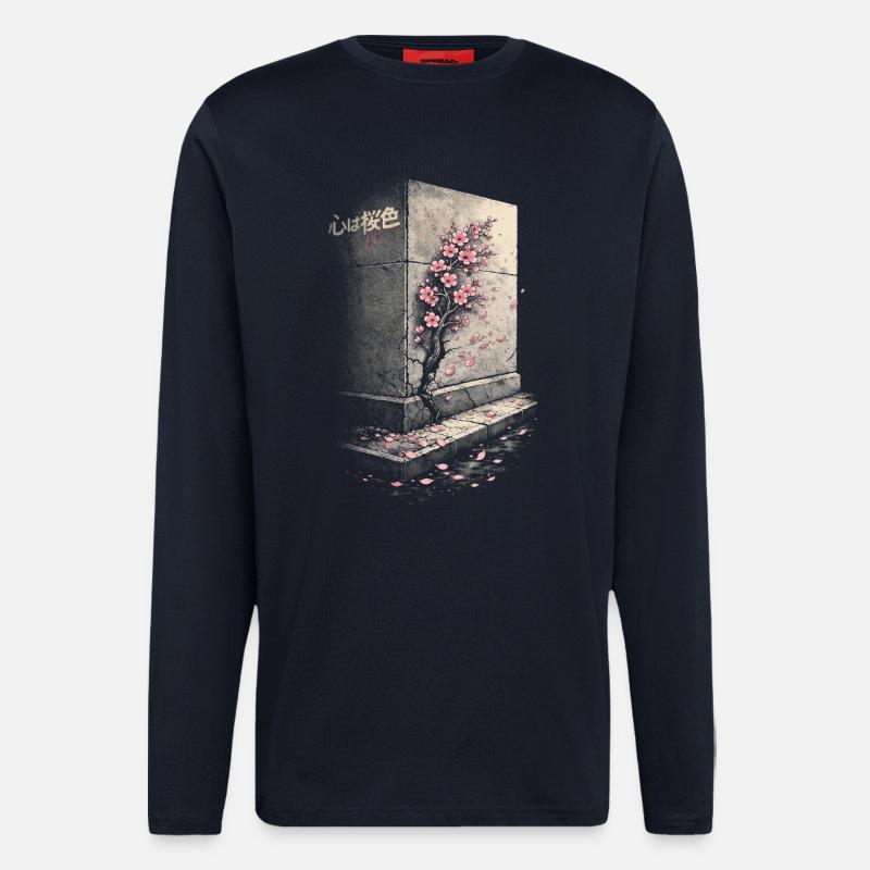 Cherry Blossom Sakura Cherry Blossom - Longsleeve - made by SPREAD  - DARK NAVY