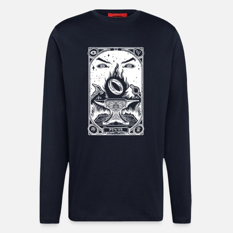 One ring tarot white - Longsleeve - made by SPREAD  - DARK NAVY
