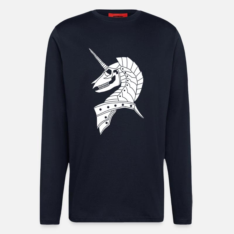 Weißes gotisches Einhorn - Langarmshirt - made by SPREAD  - DARK NAVY