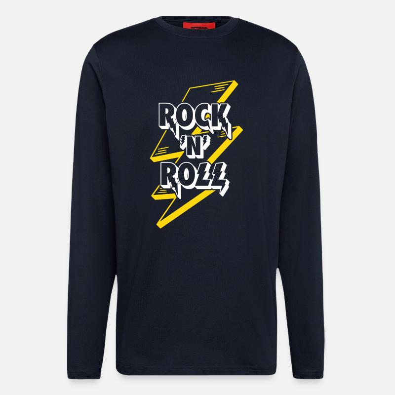 Rock'n'Roll Text Logo mit Blitz - Langarmshirt - made by SPREAD  - DARK NAVY