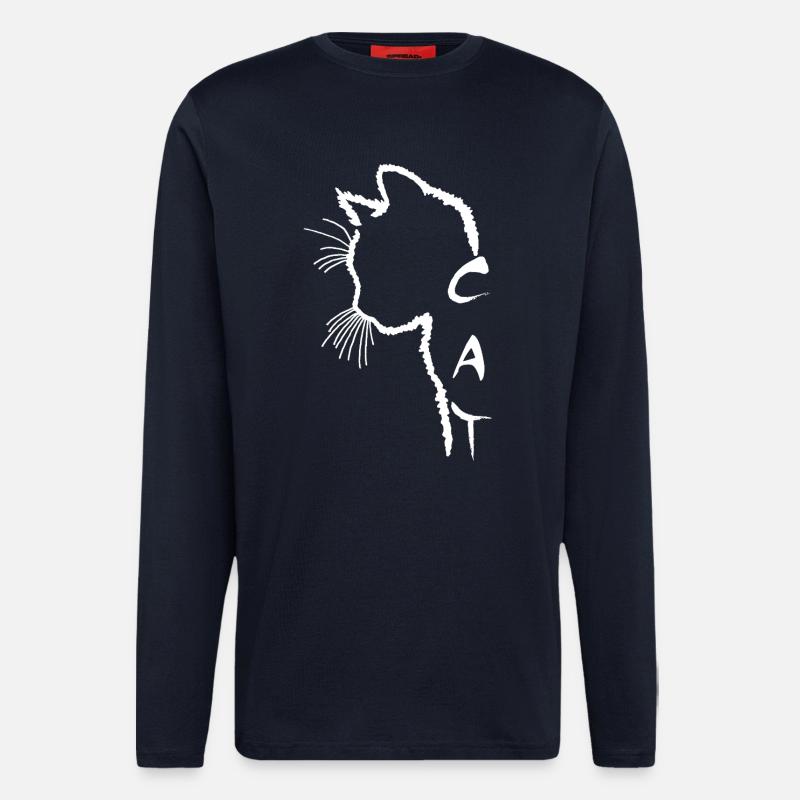 Silhouette de chat blanc - Manches longues bio décontracté fabriqué en UE - DARK NAVY