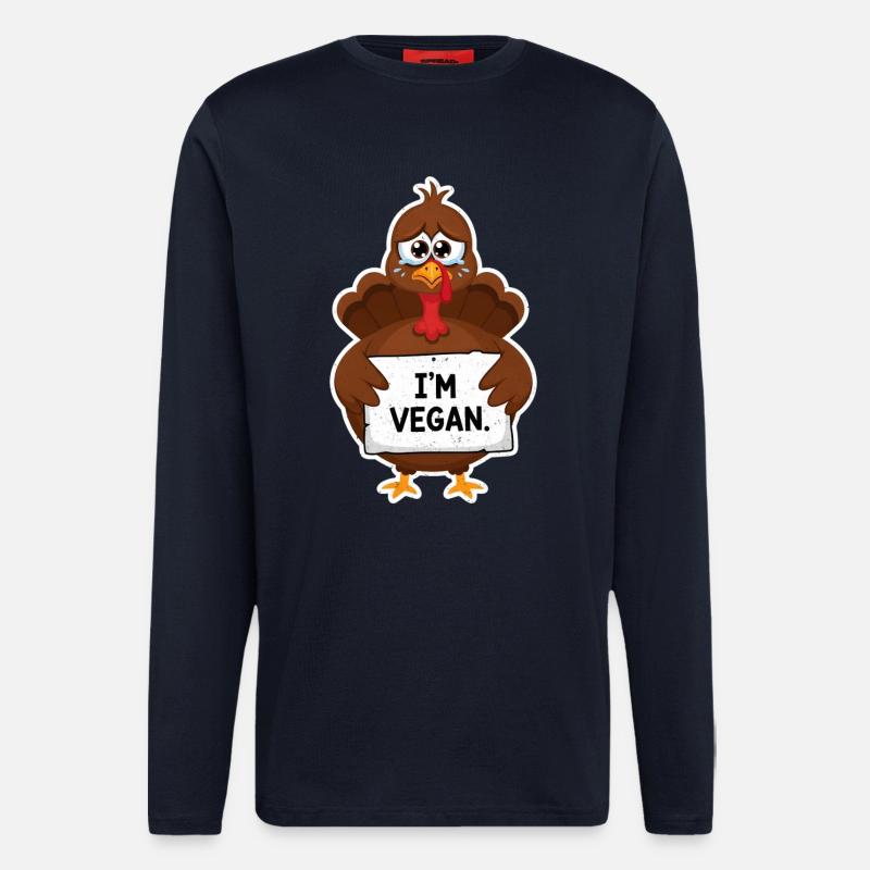 Veganer Truthahn Thanksgiving - Langarmshirt - made by SPREAD - DARK NAVY