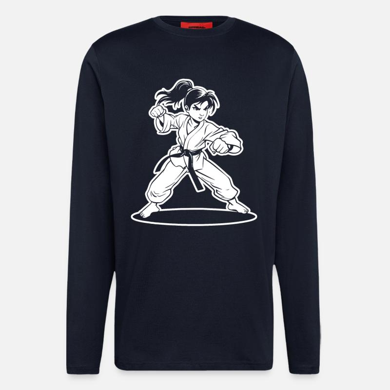 Karate Mädchen Cartoon Stil - Langarmshirt - made by SPREAD  - DARK NAVY