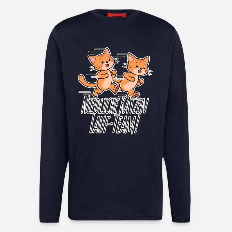 Équipe de course des chats mignons ! - Manches longues bio décontracté fabriqué en UE - DARK NAVY