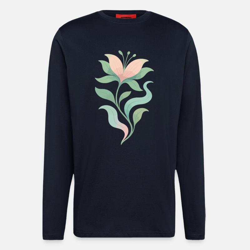 Pastel Bloom Botanical Flow - Langarmshirt - made by SPREAD  - DARK NAVY