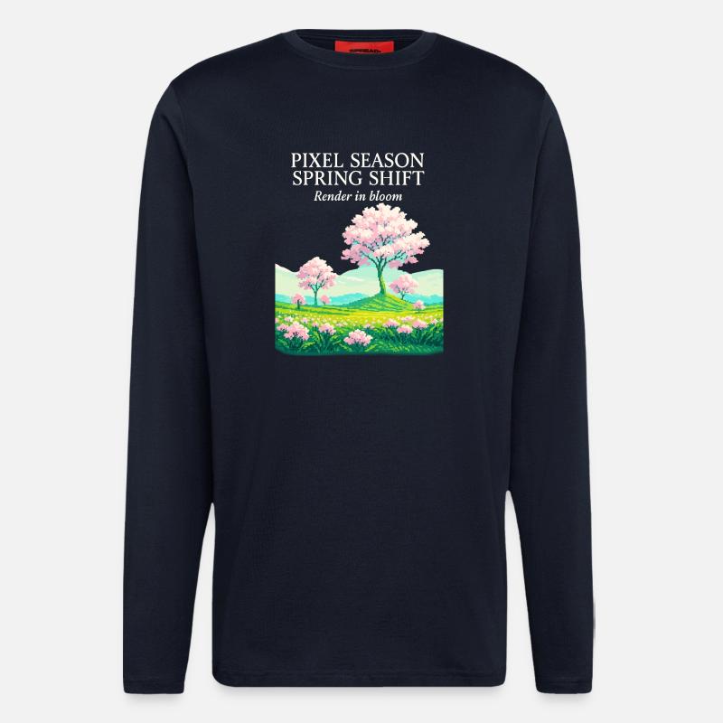 Pixelsaison: Frühlingswandel - Langarmshirt - made by SPREAD  - DARK NAVY