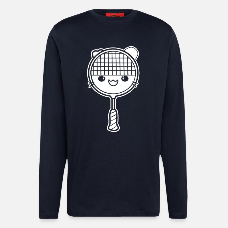 Badminton racket comic style - Longsleeve - made by SPREAD  - DARK NAVY