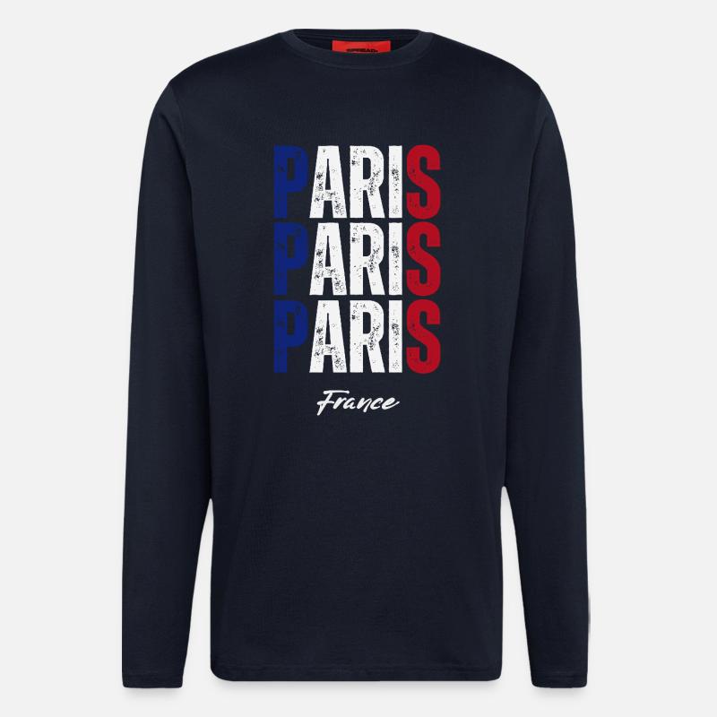 Paris Frankreich, Erinnerung an Paris - Langarmshirt - made by SPREAD - DARK NAVY