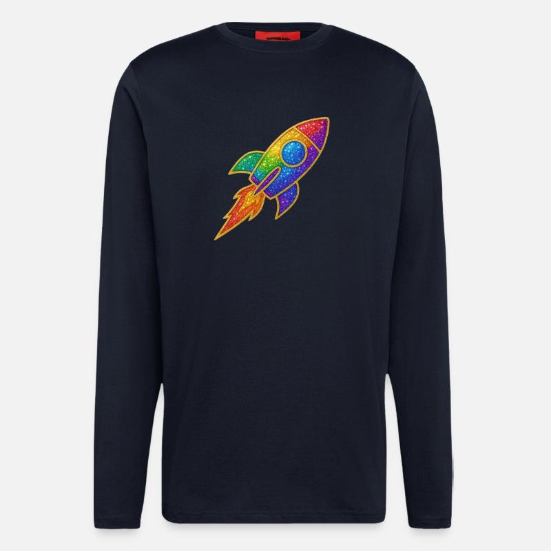 GlitzerRakete Regenbogen Durchstarter Glitzer Gold - Langarmshirt - made by SPREAD - DARK NAVY