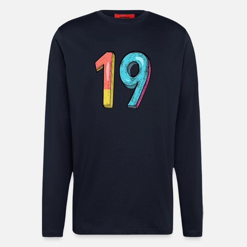 19 Zahl Comic - Langarmshirt - made by SPREAD  - DARK NAVY