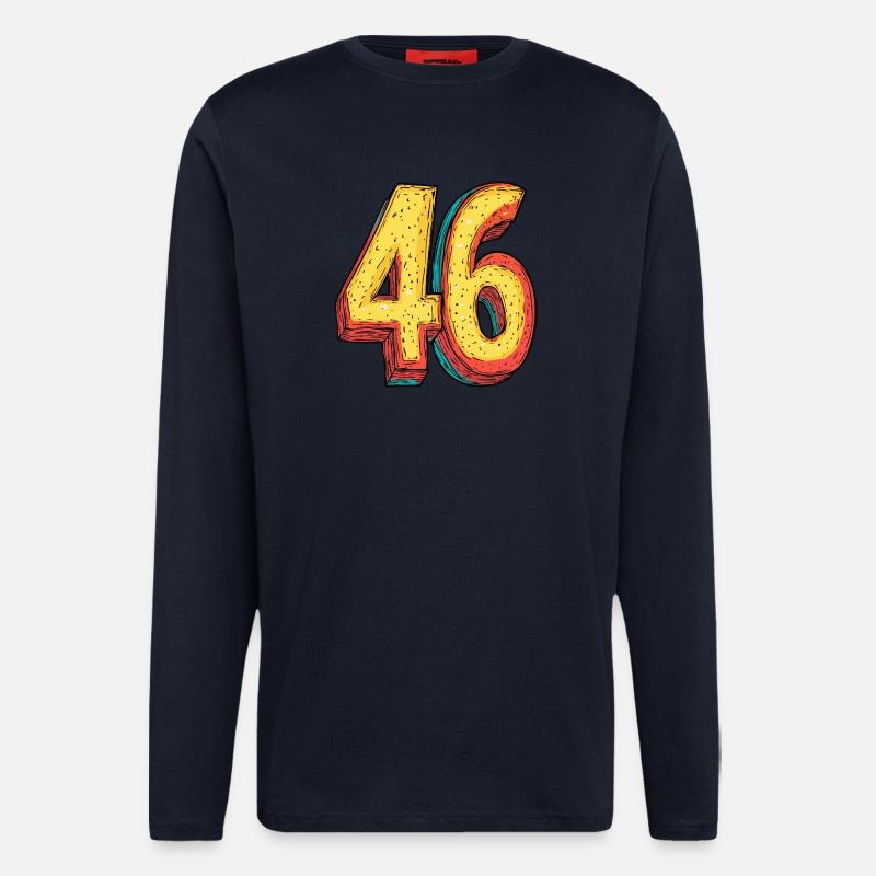 46 Zahl Comic - Langarmshirt - made by SPREAD  - DARK NAVY
