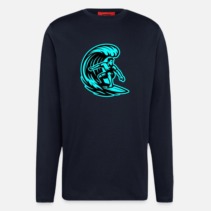 Surfer Wave Surfing - Longsleeve - made by SPREAD  - DARK NAVY