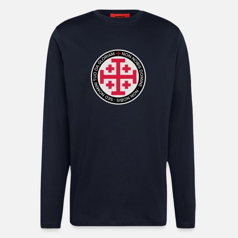 Jerusalem Crusader Cross - Langarmshirt - made by SPREAD  - DARK NAVY