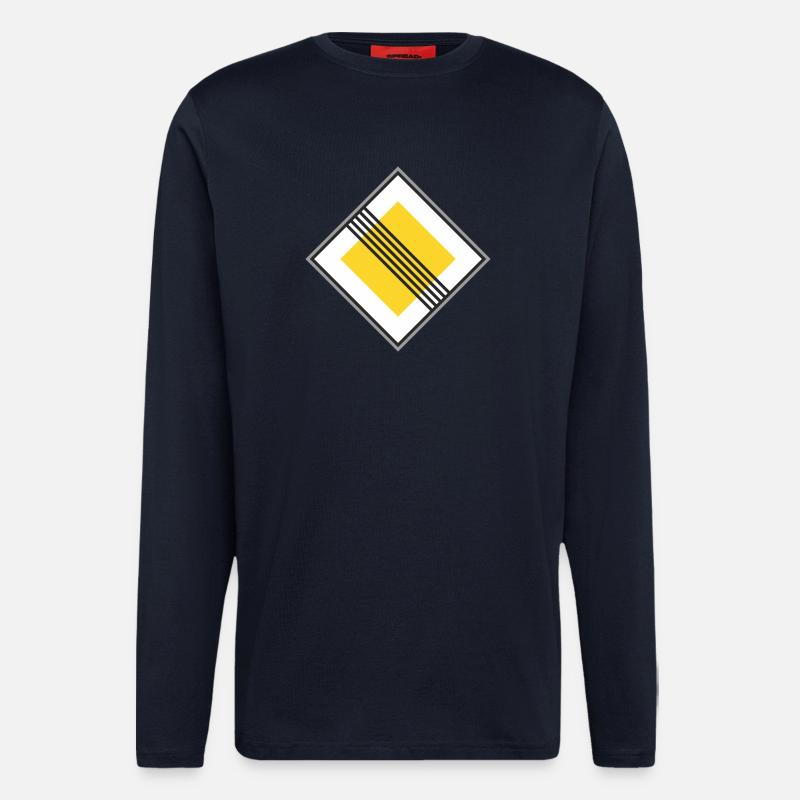 Panneau routier de restriction Jaune - Manches longues bio décontracté fabriqué en UE - DARK NAVY
